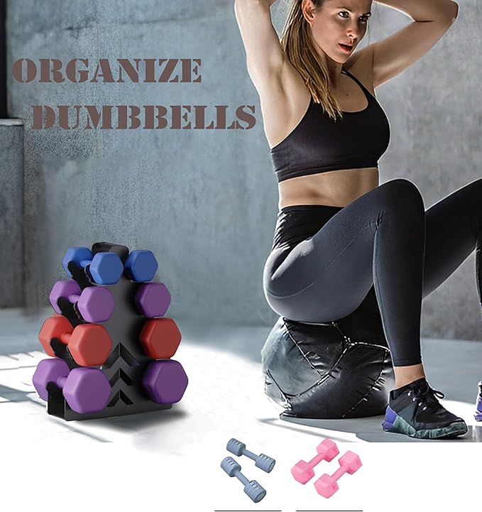 Dumbbell Rack, Stand Only, No Install Needed Small Weight Rack with Dumbbell Protector Edge,Suitable for Rubber-Coated Dumbbells