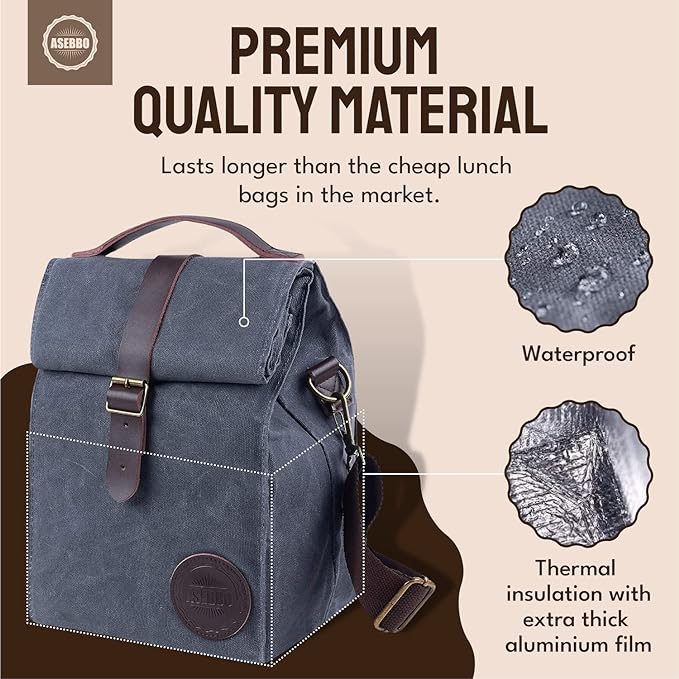 Insulated Lunch Bag for Women & Men (Grey)
