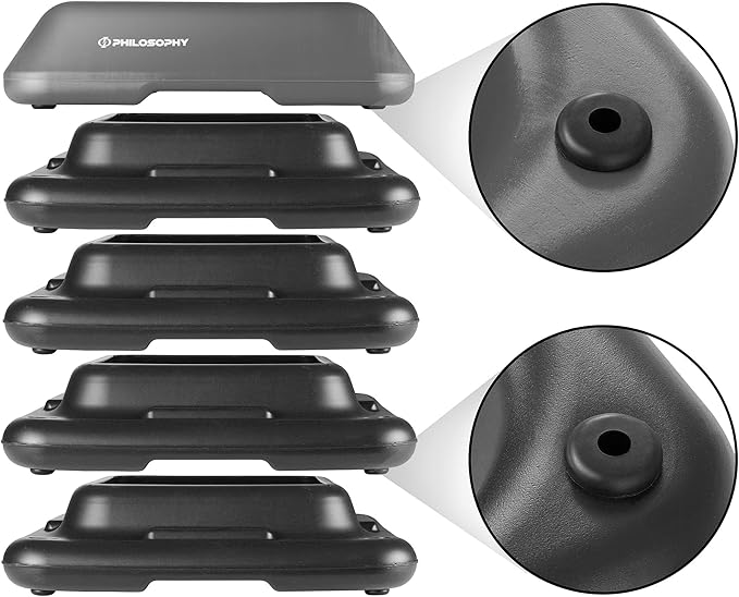 Philosophy Gym Aerobic Exercise Adjustable High Step Platform, with 4 Risers Included