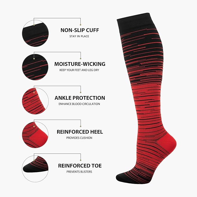 Compression Socks for Women Men Circulation Knee High 8 Pairs for Nurses, Running, Travel, Athletic
