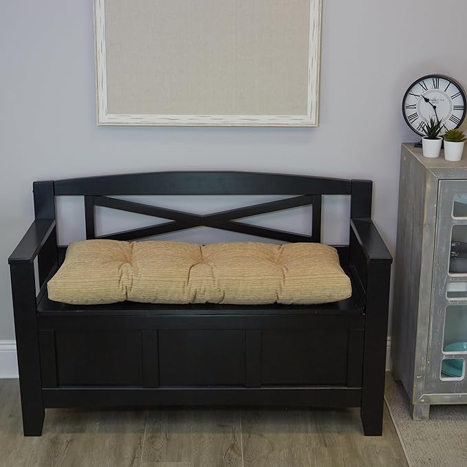 Klear Vu The Gripper Omega Non-Slip Tufted Bench Cushion for Indoor Furniture, Entryway Storage, Bay Window, Corner Nook or Piano Seat, 35 Inches, 07 Natural