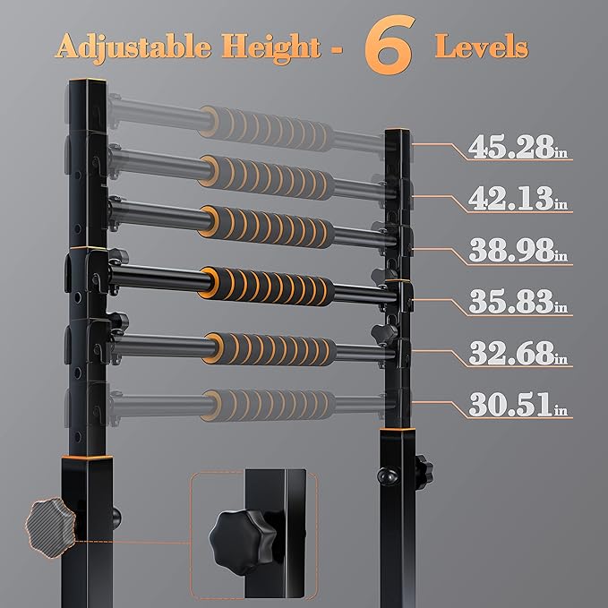 Sportsroyals Adjustable Dip Bar Station, Heavy Duty Parallette & Parallel Bars, 400LBS Stable Dip Stands for Home Gym, Calisthenics & Upper Body Workout Equipment