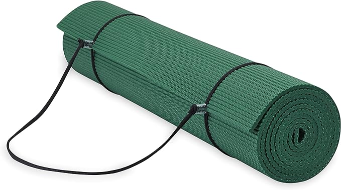 Gaiam Essentials Thick and Thin Yoga Mat Fitness & Exercise Mat with Easy-Cinch Carrier Strap