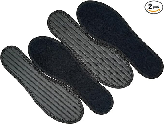 Happystep Cotton Terry Cloth Insoles, Barefoot Shoe Inserts, Sweat Absorption, Odor Control, Moisture-Wicking, Washable and Reusable, Zero Drop Shoe Insoles, 2 Pairs of Black (Men Size 9)
