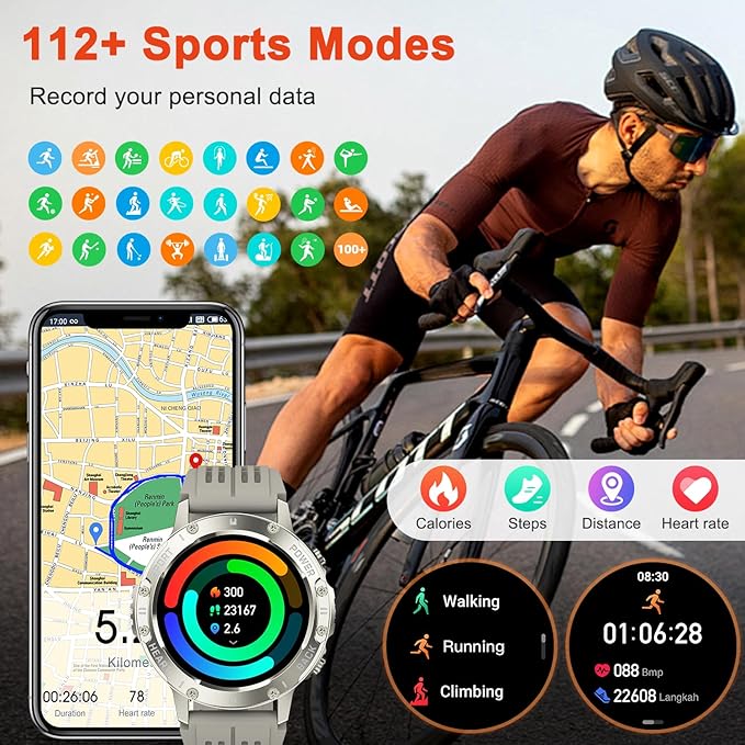 Smart Watch for Men Fitness Tracker: Bluetooth Waterproof Make Answer Call Digital Mens Watches Running Smartwatch for Android Phones iPhone Samsung Compatible Step Pedometer Sleep Heart Rate Monitor