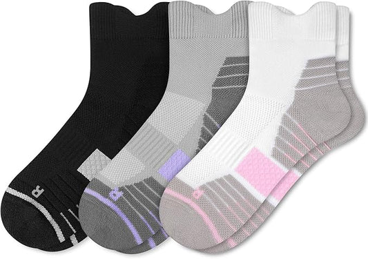 Gonii Women's Compression Ankle Socks with Cushion & Arch Support| Lightweight & Moisture-Wicking for Running 3 Pairs
