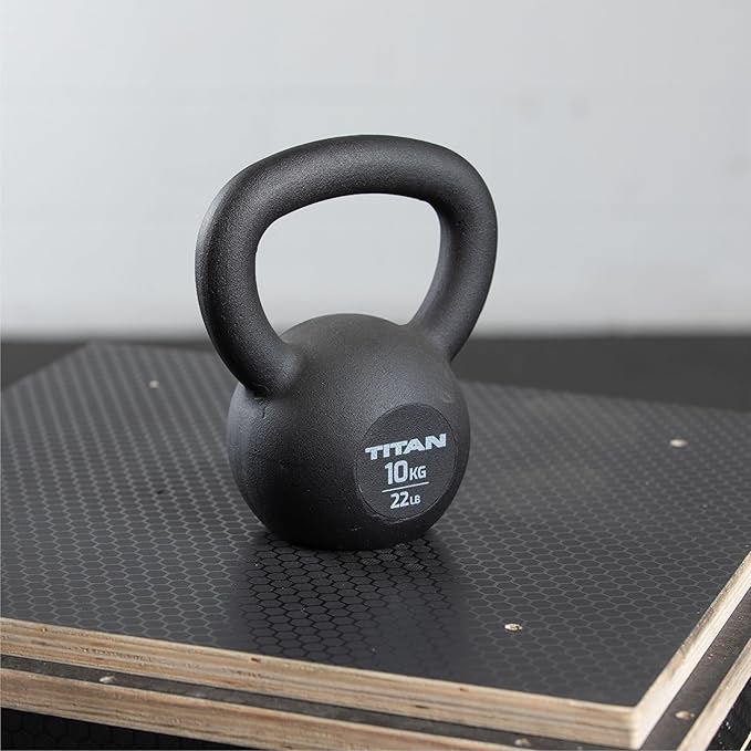 Titan Fitness Cast Iron Kettlebell, Single Piece Casting, KG and LB Markings, Full Body Workout