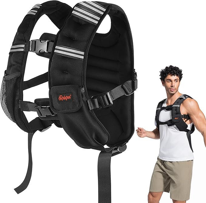 Weighted Vest, 12lbs/16lbs/20lbs/30lbs/40lbs Odorless, 6 Straps Size Adjustable for Woman Men, running, walking, Jogging, Workout Strength Training (Weight Not Adjustable)