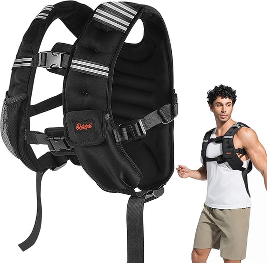 Weighted Vest, 12lbs/16lbs/20lbs/30lbs/40lbs Odorless, 6 Straps Size Adjustable for Woman Men, running, walking, Jogging, Workout Strength Training (Weight Not Adjustable)