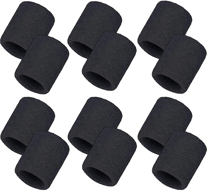 12 Pack Sweatbands Sports Wristband Cotton Sweat Band for Men and Women, Good for Tennis, Basketball, Running, Gym, Working Out
