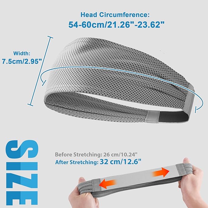 Sukeen Cooling Sports Headbands for Men: Instant Cooling Moisture Wicking Sweatbands Non-Slip, Quick-Dry Elastic Fabric Mens Headband for Gym Running Tennis Training Workout