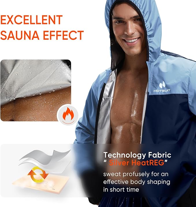 HOTSUIT Sauna Suit for Men Weight Loss Sweat Suits Gym Workout Exercise Sauna Jacket Pant Full Body