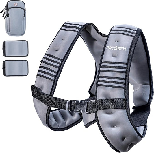 PACEARTH Weighted Vest,4lb/6lb/10lb/12lb/16lb/20lb/25lb/30lb Weight Vest with Reflective Stripe, Body Weight Vests Adjustable for Men, Women Workout, Strength Training, Running, Walking, Jogging