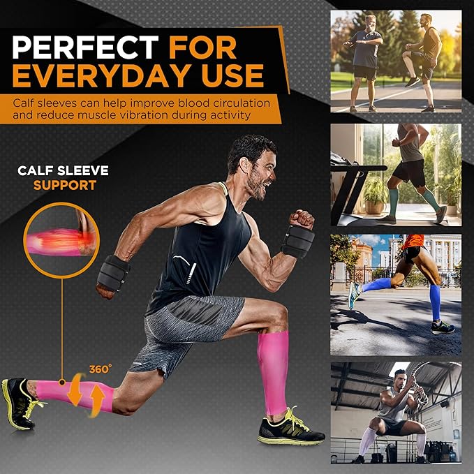 Doc Miller Compression Calf Sleeve for Men & Women, Premium Medical Grade, 15-20mmHg Graduated Support for Running, Calf Tear, Shin Splints, Knee High, Calf Sleeves, 1 Pair