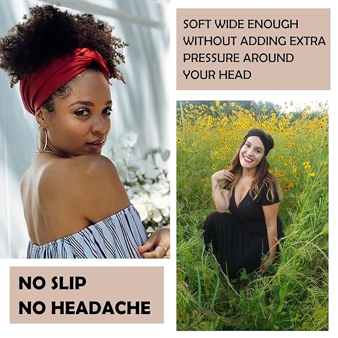 LOTUS78, Pack of 6 Wide Headbands for Women Non Slip, Fashionable Sports Hair Bands for Women's Hair, Soft Elastic Stretchy Head bands, Yoga Workout Headbands for Women Daily Fashion(Luxe)