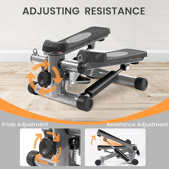 Fitvids Steppers for Exercise, Stair Steeper with Resistance Bands, Portable Stepper Capable of Full-Body Exercise, Low Noise and Smooth, Bear 300 lbs