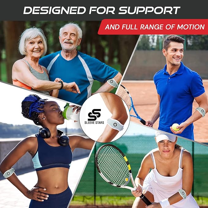 Sleeve Stars Tennis Elbow Brace for Women - Adjustable Tennis Elbow Strap, Golfers Elbow Brace for Men, Counterforce Brace for Tendonitis Relief, Fits 9"-23" (Single/Mint Green)
