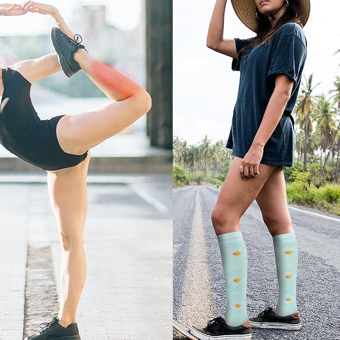 fenglaoda Compression Socks for Women Men Support Circulation 6 Pairs Socks For Nurse, Travel, Flight