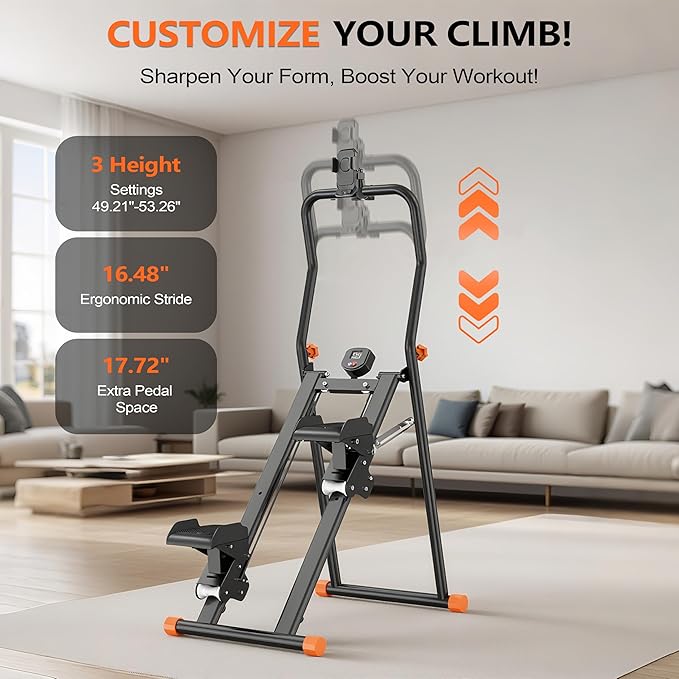 EPHESPORT Stair Stepper for Home Gym, 2.0 Stair Climber with 3-Level Adjustable Resistance ＆ Height, Non-Slip Pedals, Digital Display, Phone Holder, Full-Body Cardio Workout Equipment for Women Men