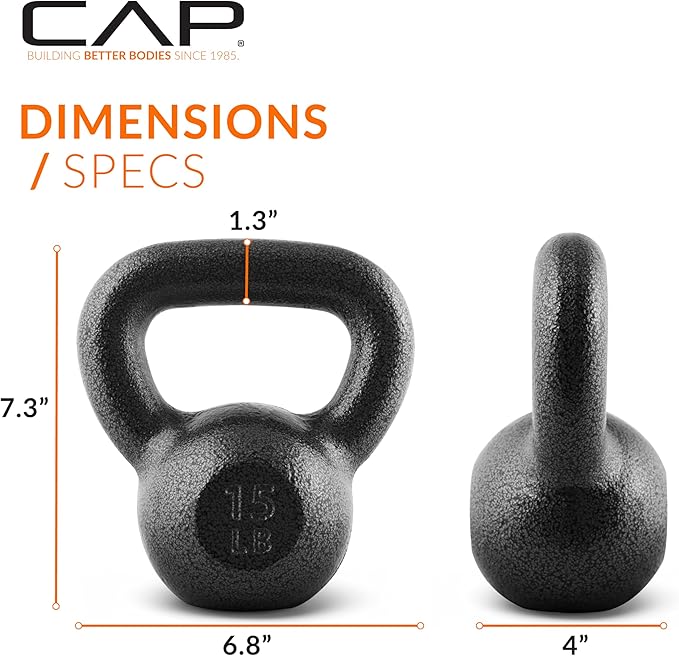 CAP Barbell Black Cast Iron Kettlebell Single or Set | 10-80 Lbs