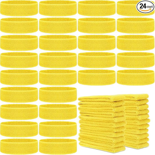 Libima 24 Pcs Kids Sports Headbands - Elastic Cotton Terry Sweatbands for Boys' Sports & Team Activities
