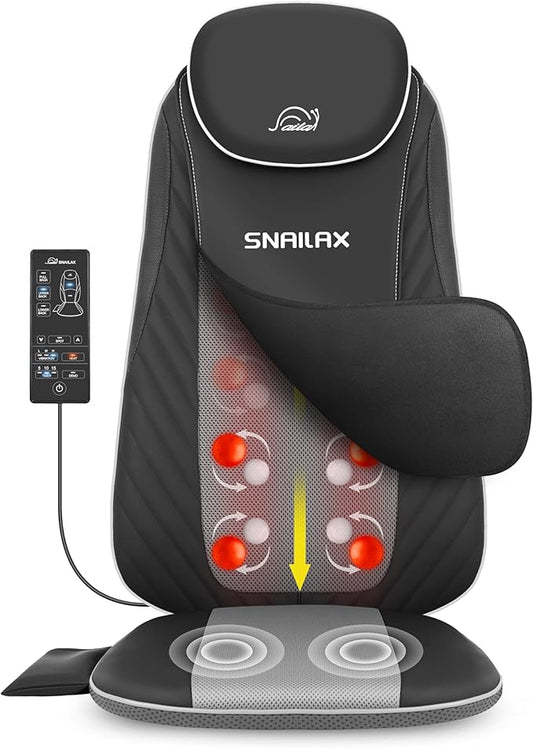 Snailax Back Massager with Soothing Heat, Upgraded Electric Deep Tissue Kneading Full Body Massage Chair for Back Pain, Home, Office Use, Gifts for Men, Women