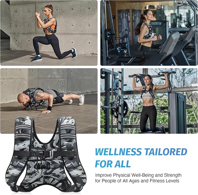 ZELUS Weighted Vest, 6lb/8lb/12lb/16lb/20lb/25lb/30lb Weight Vest with Reflective Stripe for Workout, Strength Training, Running, Fitness, Muscle Building, Weight Loss, Weightlifting