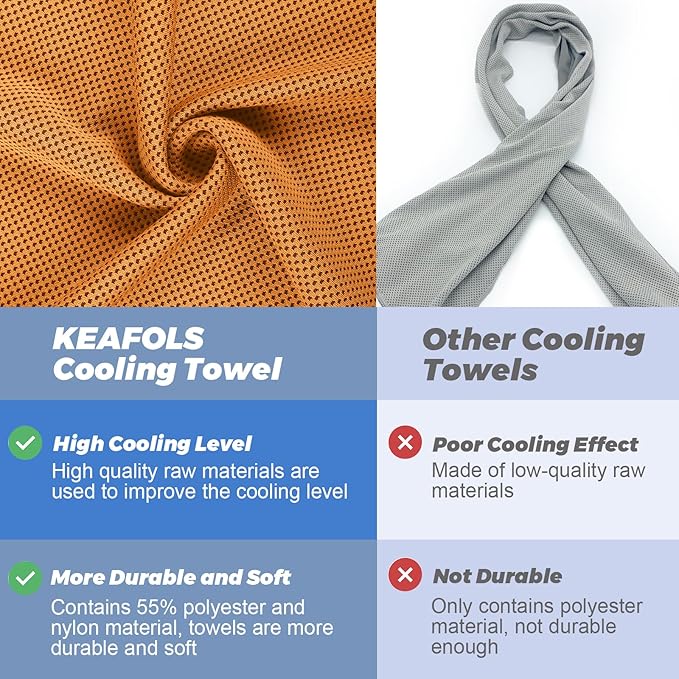 Cooling Towels for Neck and Face 10 Pack, 40x12’’ Soft Breathable Sweat Towels, Microfiber Sport Towel for Yoga, Gym, Workout, Running, Golf, Travel, Cooling Neck Wrap for Hot Weather