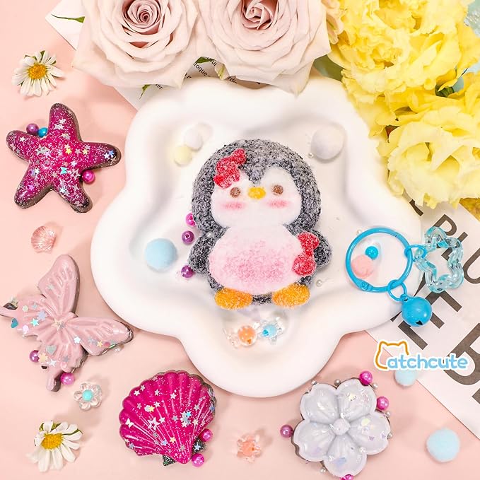 Fidget Squeeze Toys Set 5PCS, Squishies Sensory Toys Includes Penguin Starfish Seashell Flower Butterfly for Stress Relief, Sticky Toys Party Favors Birthday for Kids Teens