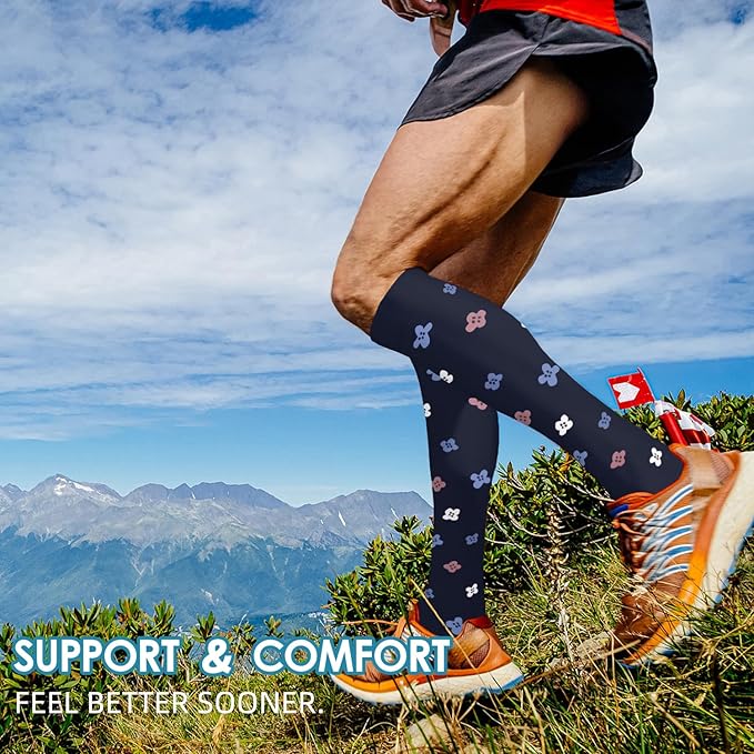 Graduated Compression Socks for Women&Men 20-30mmhg Knee High Socks Travel Hiking Running Stocking