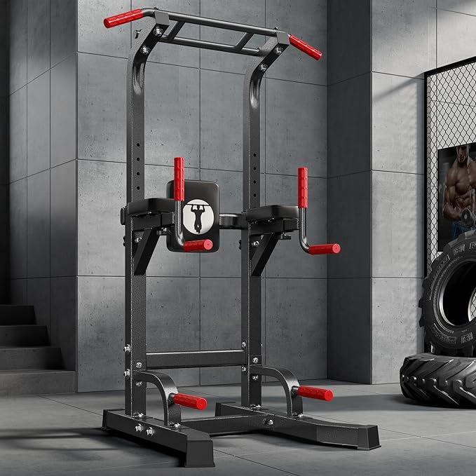 SogesPower Multi-Function Power Tower Pull Up Bar Station Pull Up Dip Station for Home Gym, Adjustable Height Pull Up Bar Stand Dip Bar Strength Training Workout Equipment