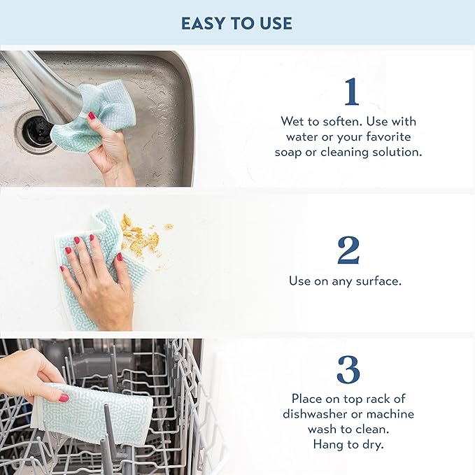 ELYN Swedish Dishcloths, Reusable & Washable Sponge Cloths, Absorbent Cleaning Paper Towels for Kitchen, Dishes, Counters and More, 5 Pack, Assorted Moroccan Pattern