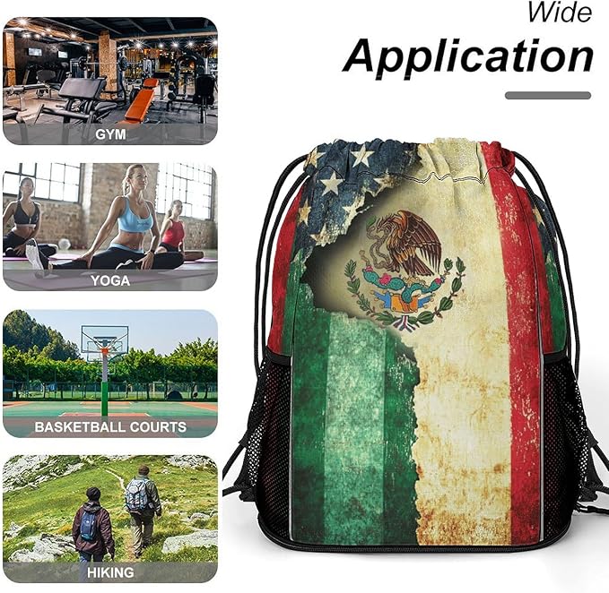 Flag Drawstring Backpack Gym Bag With Shoe Compartment String Bag Sport Beach Swimming Sackpack For Women Men