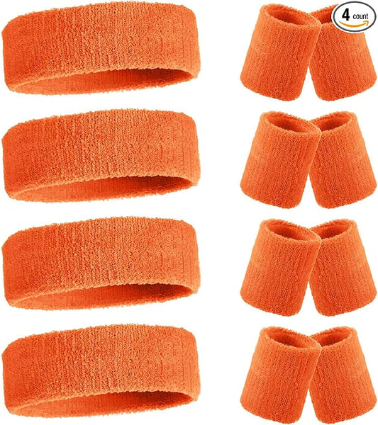 Civaner 12 Pcs 80s 90s Sweatbands Neon Headbands Wristbands for Men Women Party Sports Cotton Headbands Terry Cloth Athletic Sweat Bands for Tennis Football Gym Workingout Accessories