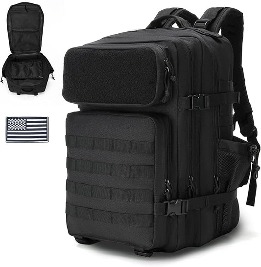 gracedon Military Tactical Backpack for Men and Women Army Camping Daypack Bug out Bag 45l Asault Pack for Travel Hiking (Black)