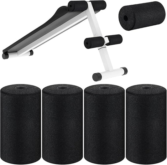 Deekin 4 Pcs Foam Foot Pad Rollers Buffer Tube Cover for Exercise Machine Home Gym Equipment Replacement Pads for Leg Extension Weight Bench Inversion Table(0.87 x 3.4 x 6.3 Inches)
