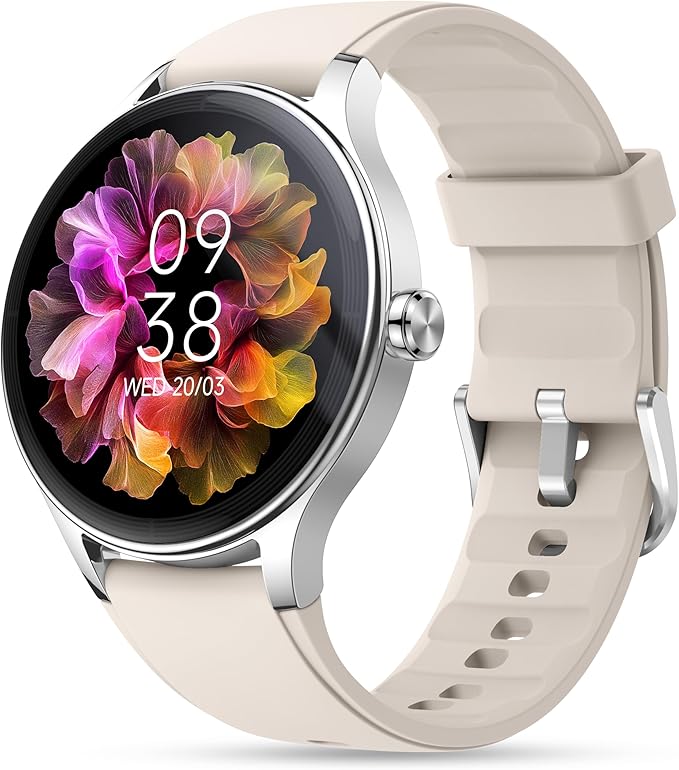 Smart Watch, 41mm Fitness Tracker, Answer/Make Calls, Digital Smartwatch with Heart Rate/Stress/Sleep Monitor, AI Voice, IP68 Waterproof Watch Calculator, Calendar, Games for Lady Women & Men