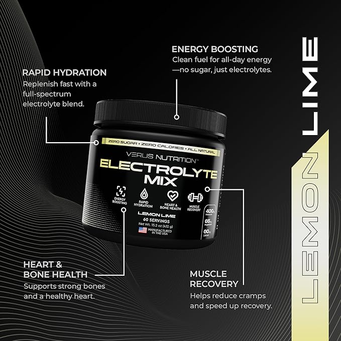 Electrolytes Powder No Sugar- Zero Calorie Hydration Powder | Sugar Free Electrolytes for Fasting, Keto & Vegan | Natural Ingredients Electrolyte Mix for Energy Boost, 60 Servings