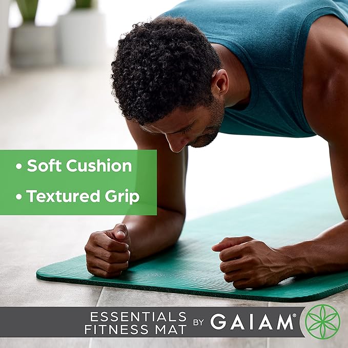 Gaiam Essentials Thick and Thin Yoga Mat Fitness & Exercise Mat with Easy-Cinch Carrier Strap