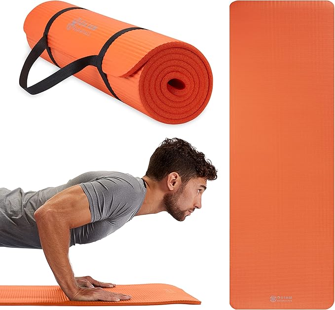 Gaiam Essentials Thick and Thin Yoga Mat Fitness & Exercise Mat with Easy-Cinch Carrier Strap