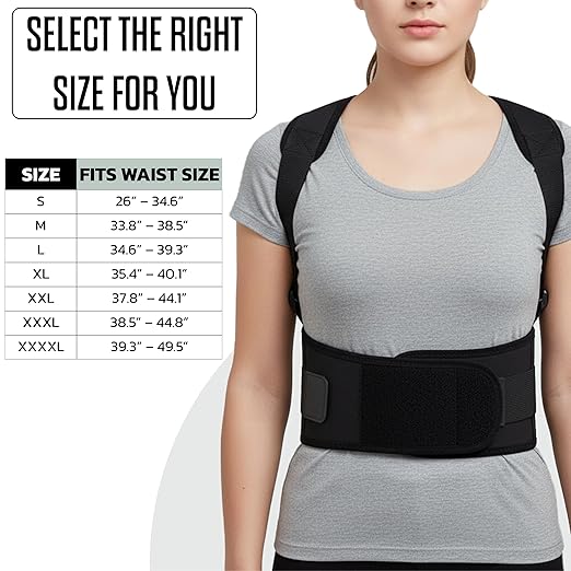 Full Back Posture Corrector for Women & Men –Adjustable back straightener posture corrector with Magnetic Therapy- Back brace for Spine, Neck & Upper Back Pain Relief - Posture Back Brace (M - 33.8” – 38.5”)