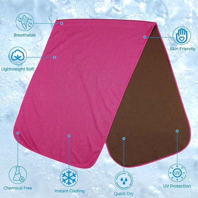 Cooling Towels for Neck and Face - Microfiber Chilly Towel Yoga Towel for Men or Women Ice Cold Towels for Yoga Gym Travel Camping Golf Football & Outdoor Sports