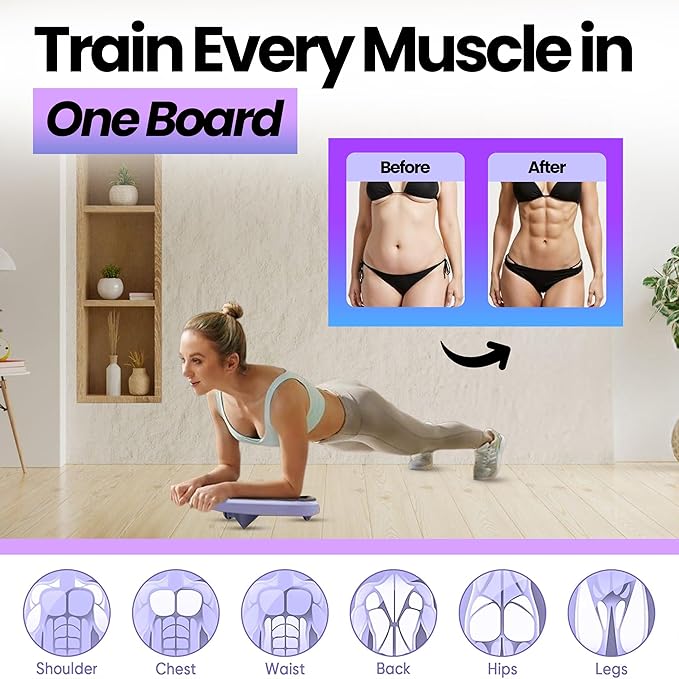 Foldable 5-in-1 Portable Pilates Board - at-Home Pilates Kit with Resistance Bands - Portable Pilates Reformer Sliding Fitness Platform for Abs, Core, Thighs & Full-Body Training (330 lb Capacity)