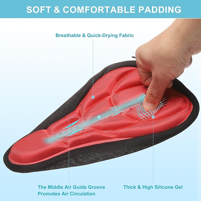 HARFINGTON Bike Seat Cover Bicycle Saddle Cushion with Drawstring Large Comfortable Gel Padded Oversized Paddle for Men Women