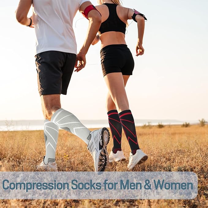 Compression Socks for Men & Women 20-30 mmHg Knee High -Best Support for Medical, Athletic, Sports, Travel (1/2Pairs)