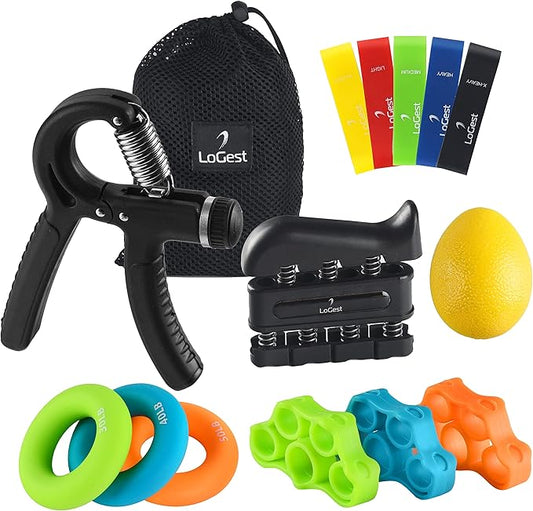 Hand Grip Strengthener Set Forearm Adjustable Resistance Hand Gripper, Finger Exerciser, Finger Stretchers, Grip Rings Hand Exerciser, Stress Relief