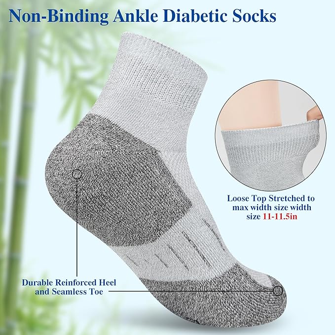 Diabetic Socks for Men,6 Pairs Ankle Mens Diabetic Socks,Diabetic Neuropathy Socks for Men 9-12