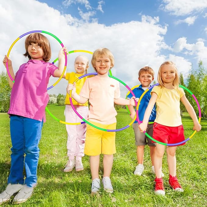 Exercise Hoops for Kids, 4P/8P Detachable & Size Adjustable Toy Color Hoop Rings for Outdoor Gymnastic Dog Agility Equipment Sports Party Games