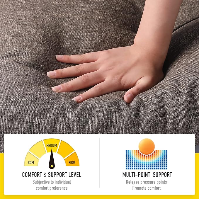 SUNROX LokGrip Non Slip Tufted Memory Foam Bench Cushion, FadeShield Water Resistant Durable Thicken Outdoor/Indoor Bench Seat Pads 42x16x4 inch, Heather Chestnut