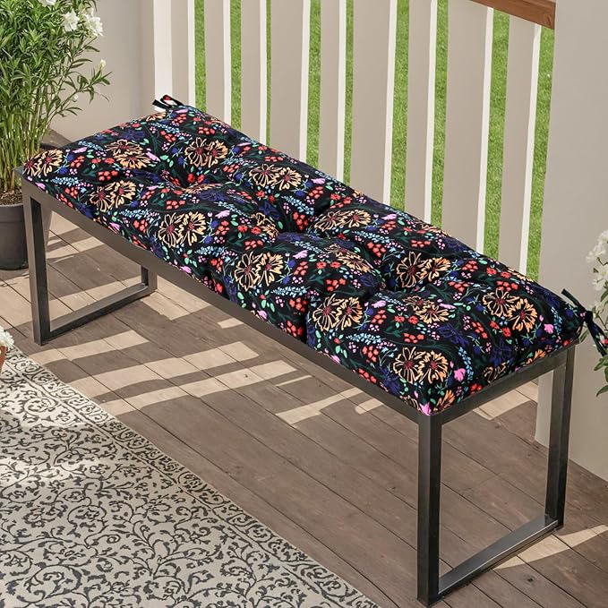 Outdoor Bench Cushion Waterproof, Tufted Bench Seat Cushion 40 x 15 Inch, Patio Wicker Indoor Seat Pads for Outside Garden Patio Balcony